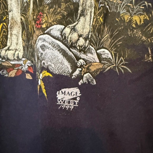 New Vintage 1990s Great Smoky Mountain Wolf Sunset T-Shirt Tennessee 1999 - Picture 3 of 5